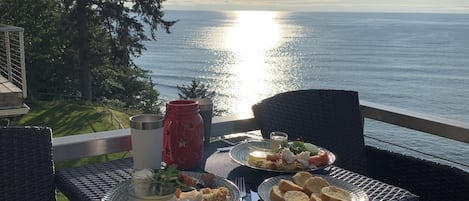 Dinner on the deck as the sun is setting