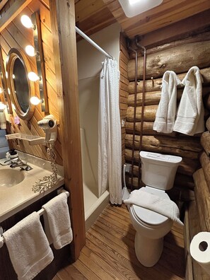Shower, toilet and vanity