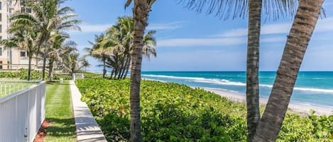 View of beach and coastline at condo