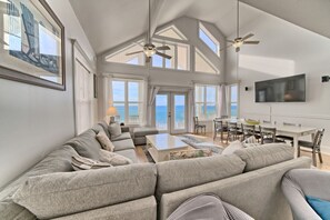 A light-filled sanctuary with soaring windows and endless views.