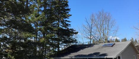 The Pine Cottage facing south with the screened-in porch. 