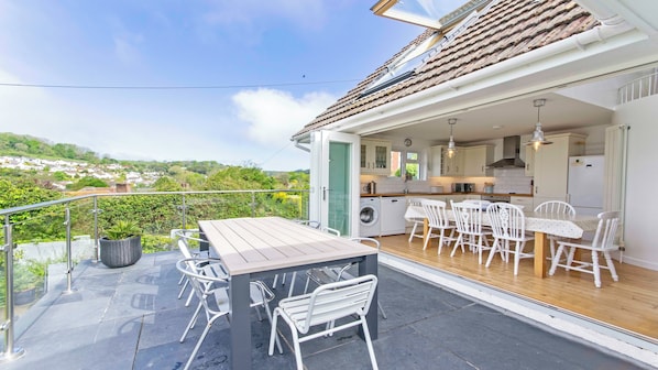 Patio area with views of Braunton burrows