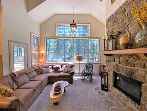 Living Room with Wood Fireplace