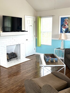 Living room with electric fireplace