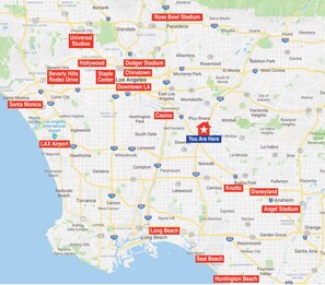 Centrally located to all attractions in Los Angeles and Orange County