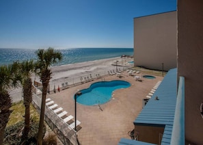 Pool view from balcony.