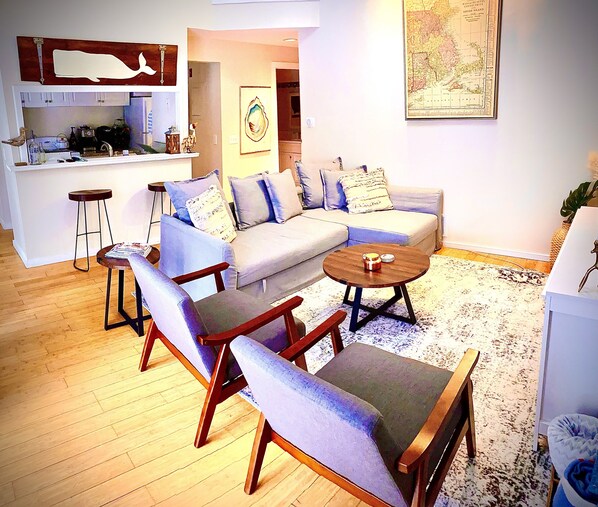 Beautiful living room with new sleeper sofa 