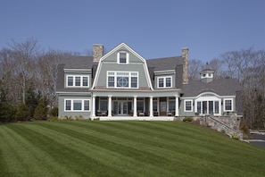 A view of the home and it`s beautiful front lawn from Ocean Avenue.