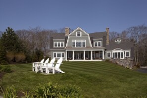 A view of the home and it`s beautiful front lawn from Ocean Avenue.