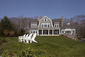 A view of the home and it`s beautiful front lawn from Ocean Avenue.