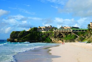 View of the beach and resort (note: new staircase and elevator not shown).