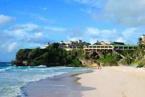 View of the beach and resort (note: new staircase and elevator not shown).