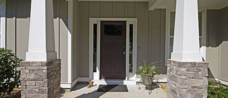 Inviting covered entrance with keyless entry