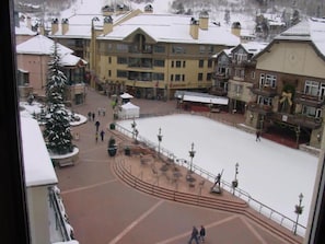 View of skating rink from condo living room.