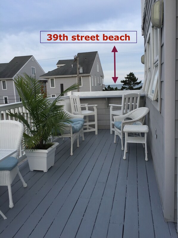 Deck with ocean views.