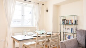 View from seating area to kitchen