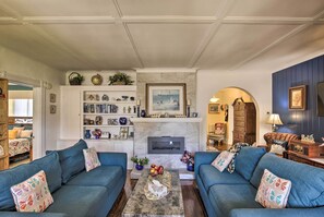 Living Room | Smart TV | Electric Fireplace | Central Heat | Window A/C Unit