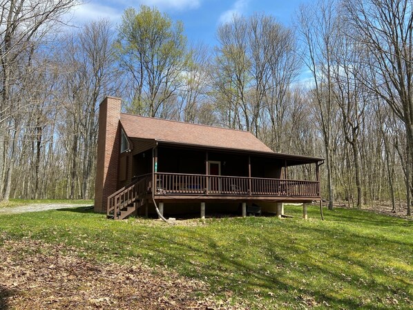 Cabin as pulling into driveway