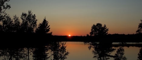 Sunset from the porch of the lodge on Cleawater Lake.