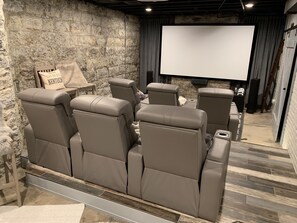110" movie screen and theatre seats