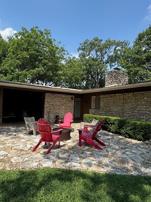 Patio by front door facing slough