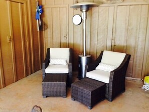 Outdoor covered area with propane heater