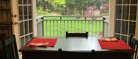 view of balcony and dining area