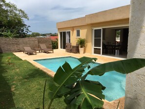 Elevated Villa for privacy on left and right of the pool and front of property.