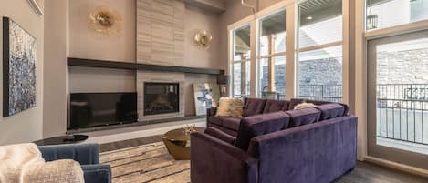 High ceiling living room