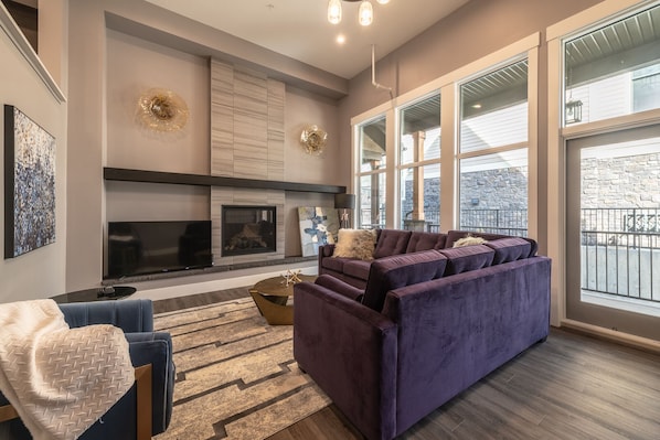 High ceiling living room