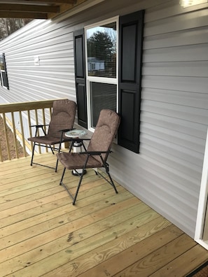 Covered porch with seating