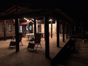 Night view of outdoor area for hanging out