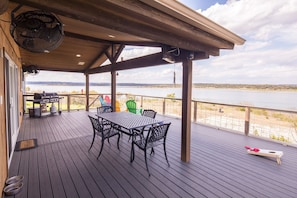 Spacious deck with sweeping 180 degree lake view