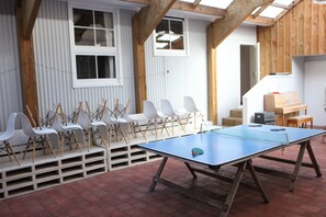Play a game of table tennis in our courtyard