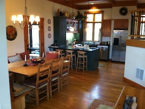 Gourmet kitchen and dining area