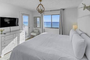 The views of peaceful serenity extends into this king bedroom