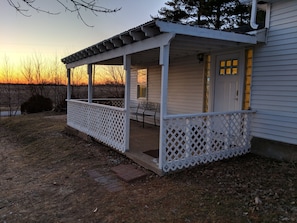 Covered porch with seating