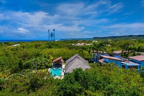 Villa Yarari 17: aerial view of the property and lush surroundings
