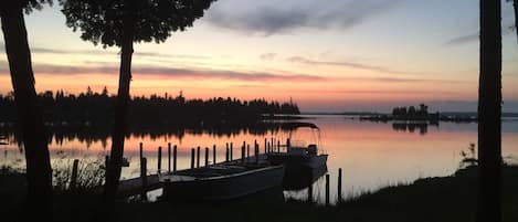 sunrise and our dock/harbor