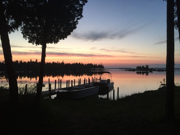 sunrise and our dock/harbor