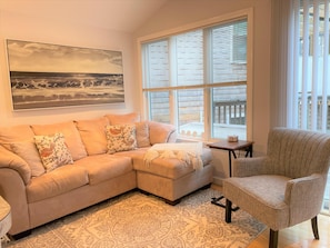 Cozy couch and laptop table with USB plugs