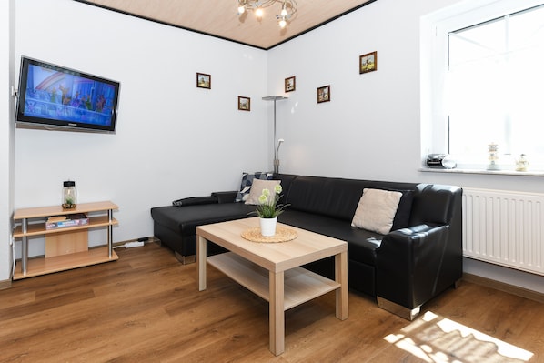Wohnzimmer mit integriertem Küchenbereich