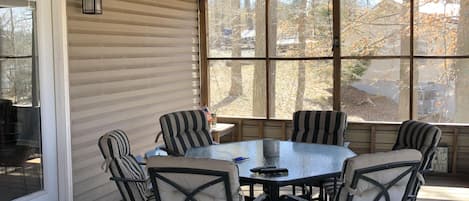 The disco ball is UP and ready for a fun night on the porch. 