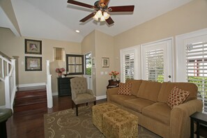 Quality, newer furnishings and hardwood floors. throughout.