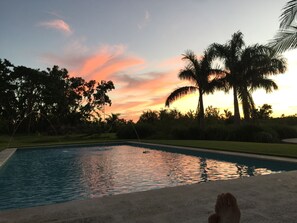 Sunset relaxation by the pool.