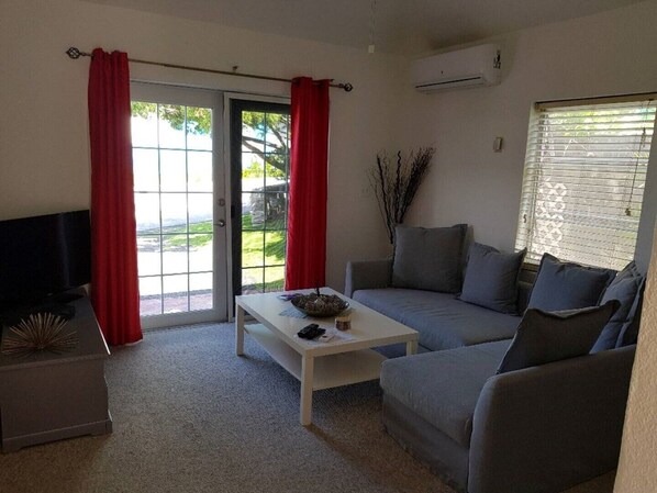 Living room with French doors