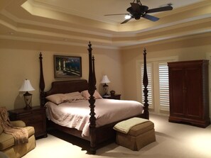 master bedroom has a king bed. 
