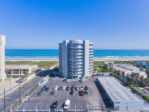 Aerial view of the Aquarius Condominiums. secure, gated parking lot (1 vehicle.)