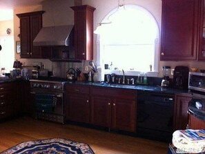 Large, open kitchen .