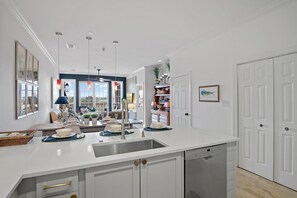 Kitchen view to living area